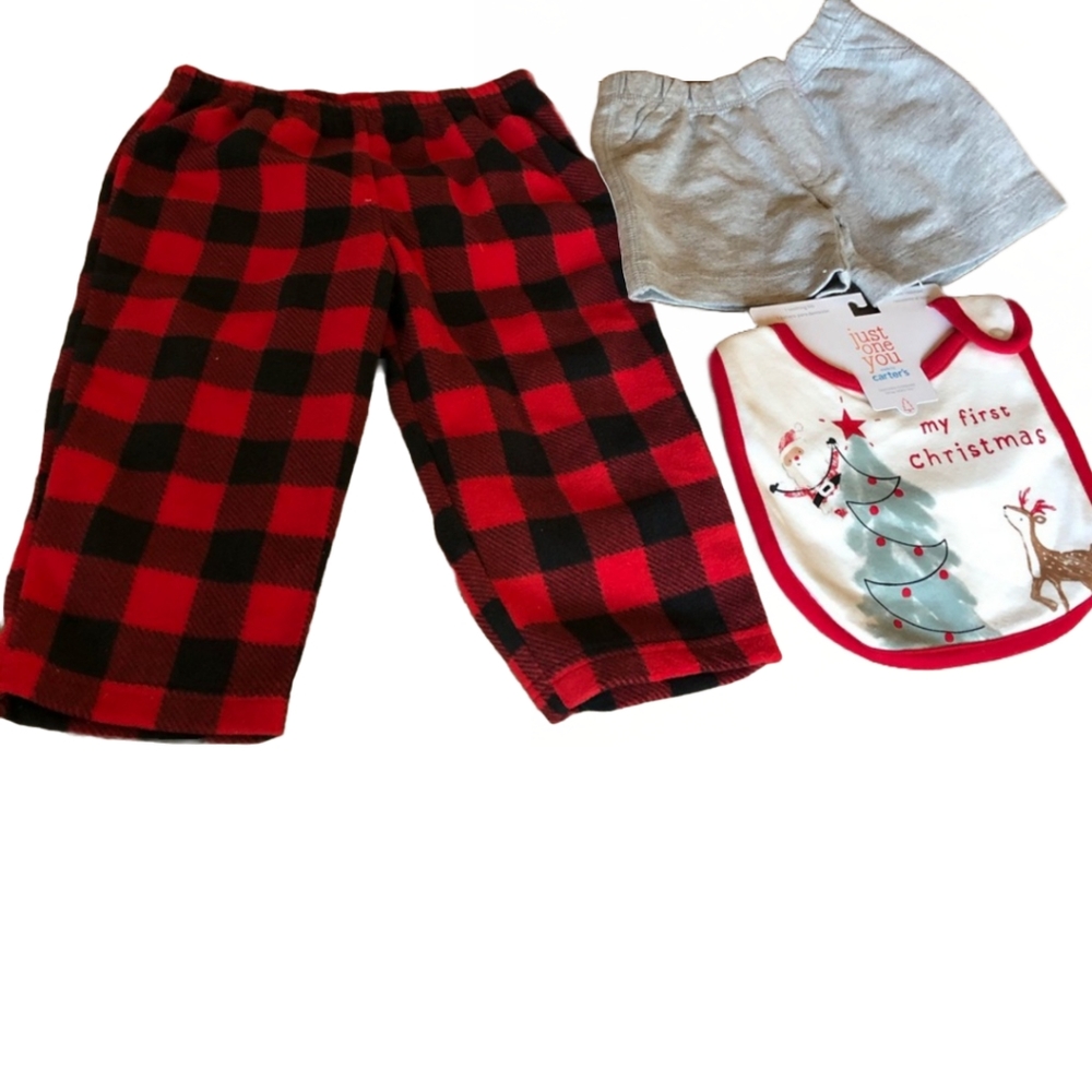 Carter's Baby | 3 Piece Bundle Pajama Pants, Bib, Shorts